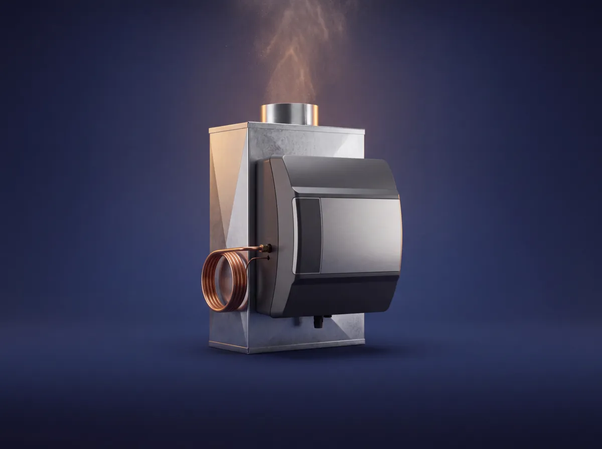 A whole-home humidifier mounted on ductwork